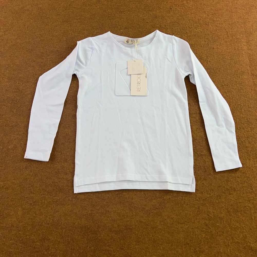 Retrokid Kids 8y White Harper Pique Logo Long Sleeve Tee Shirt NWT